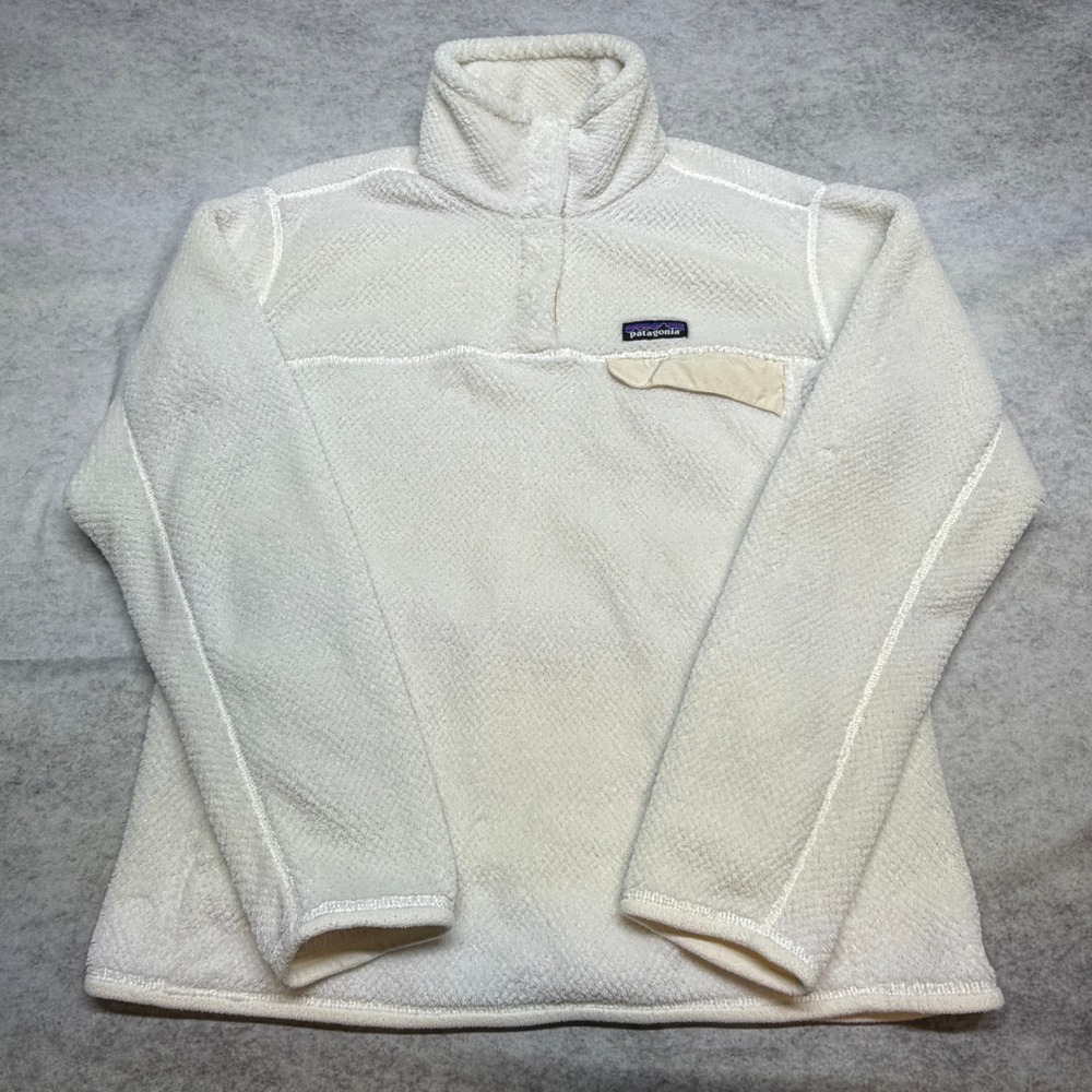 Patagonia Re-Tool Snap-T Fleece Pullover Cream White Polartec Womens Large - Picture 1 of 7